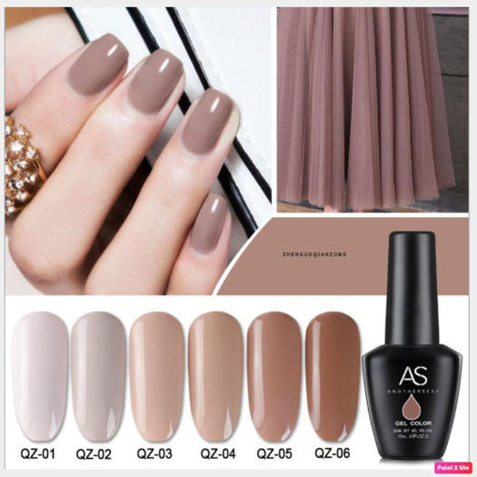 Milky tea-colored nail designs — design 20