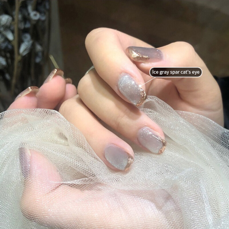 Milky tea-colored nail designs — design 15