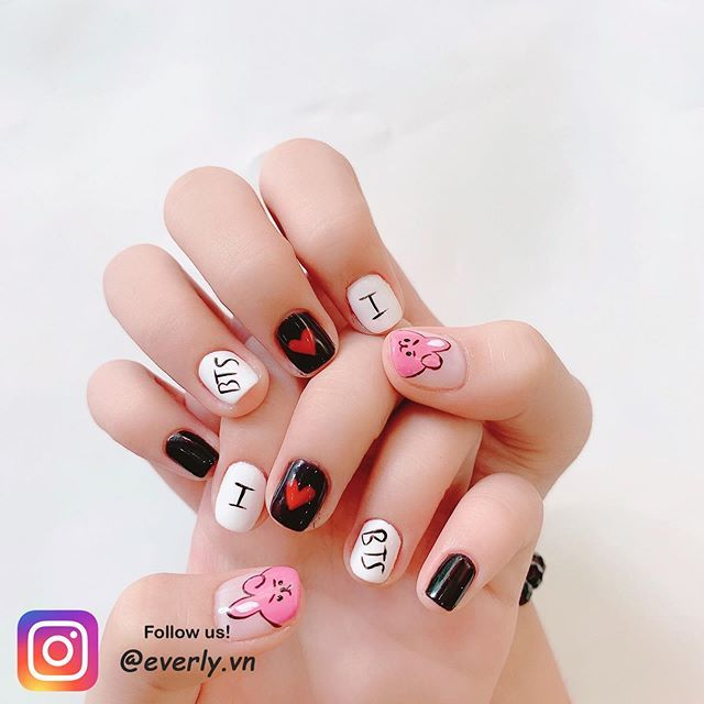 Bts-inspired nail designs for army — design 47