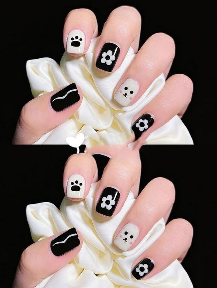 Lovely and simple black and white sleeveless msong pattern