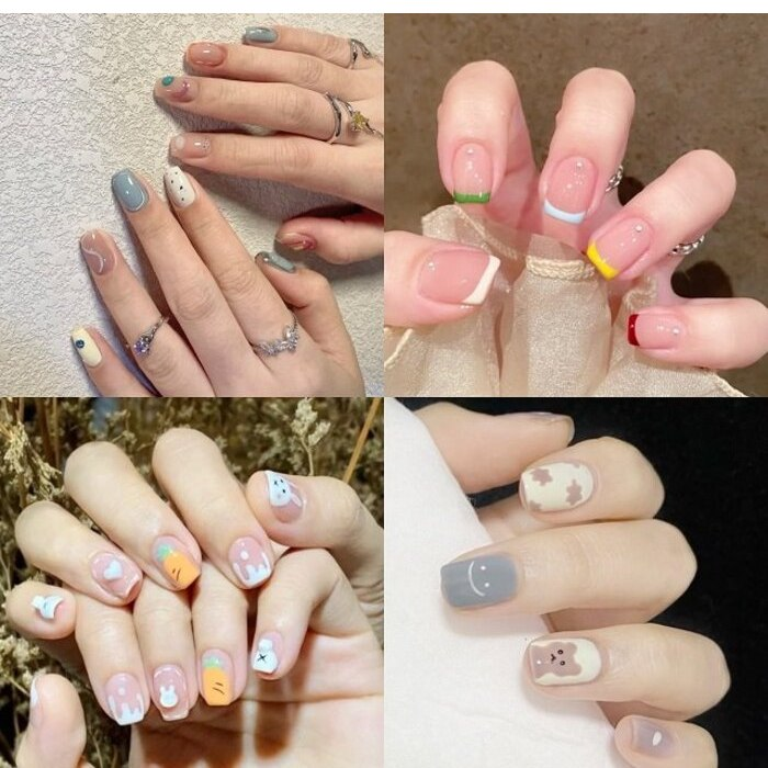 Top extremely cute and funny short round nail designs
