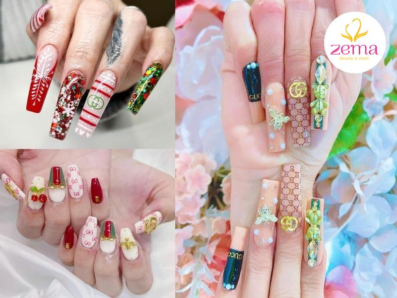 Luxury gucci-inspired nail designs with elegant styling, bold styling — design 16