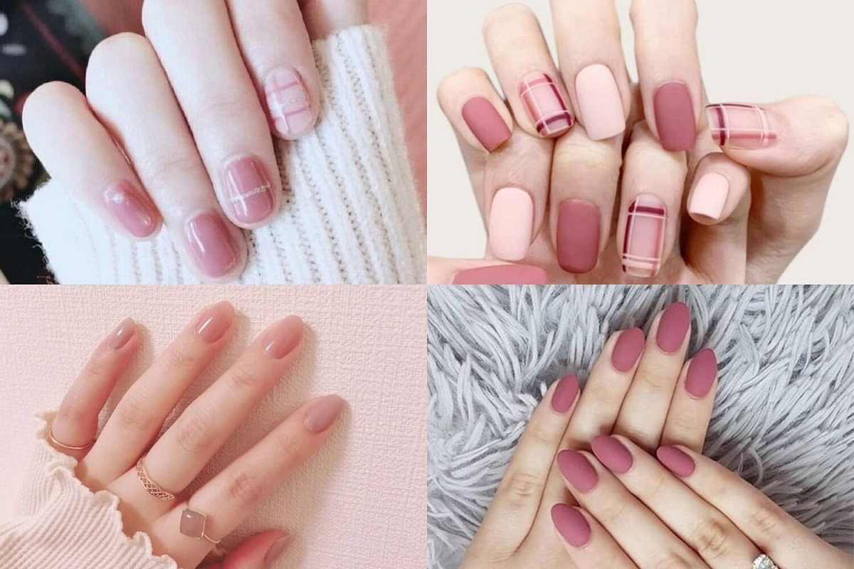 Milky tea-colored nail designs — design 51