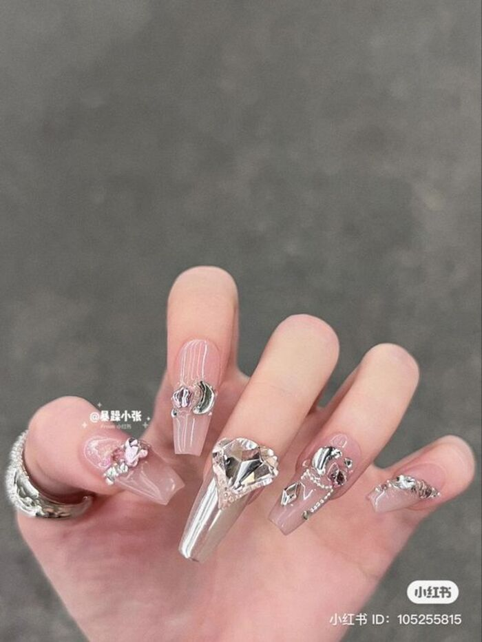 2024 wedding nail design long square form