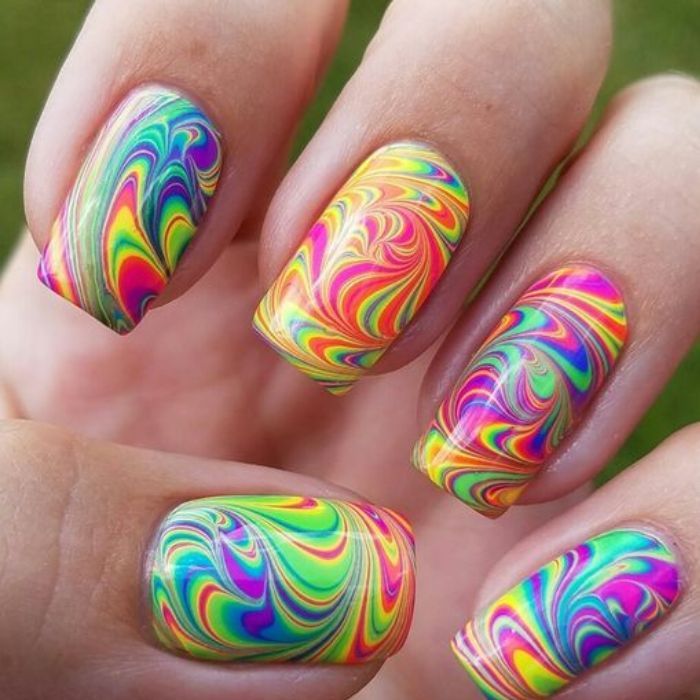 Colorful rainbow nail designs — design 14