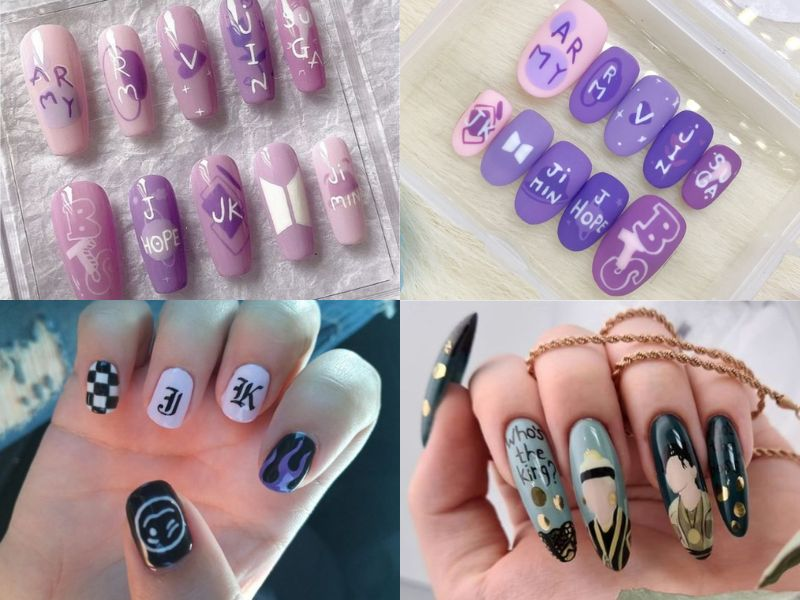Bts-inspired nail designs for army — design 28