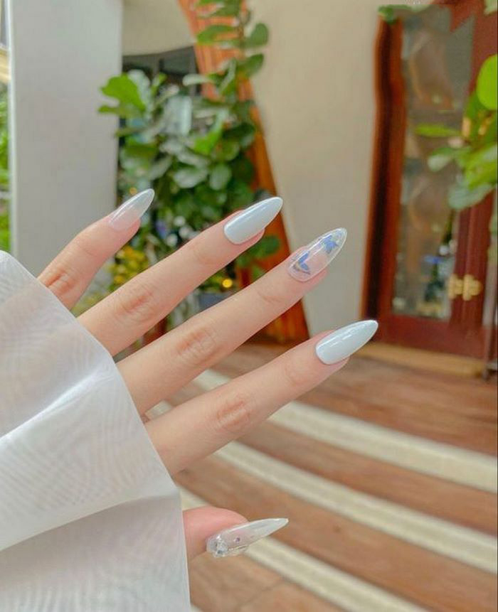 White tone mixed with blue pattern