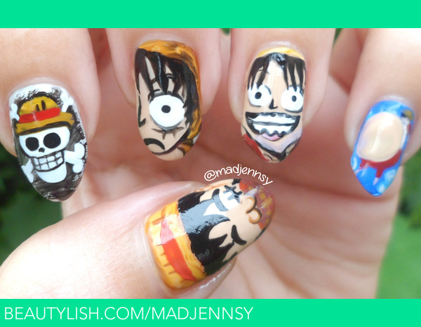 One piece anime nail designs — design 2