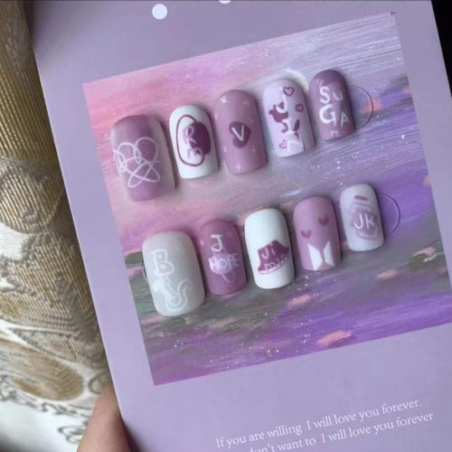 Bts-inspired nail designs for army — design 44