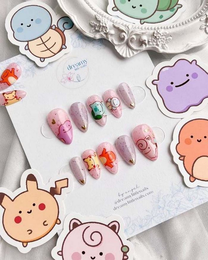 Innocence and carefree with Pokemon nails