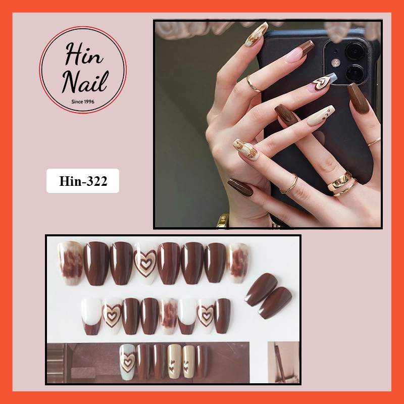 Milky tea-colored nail designs — design 40
