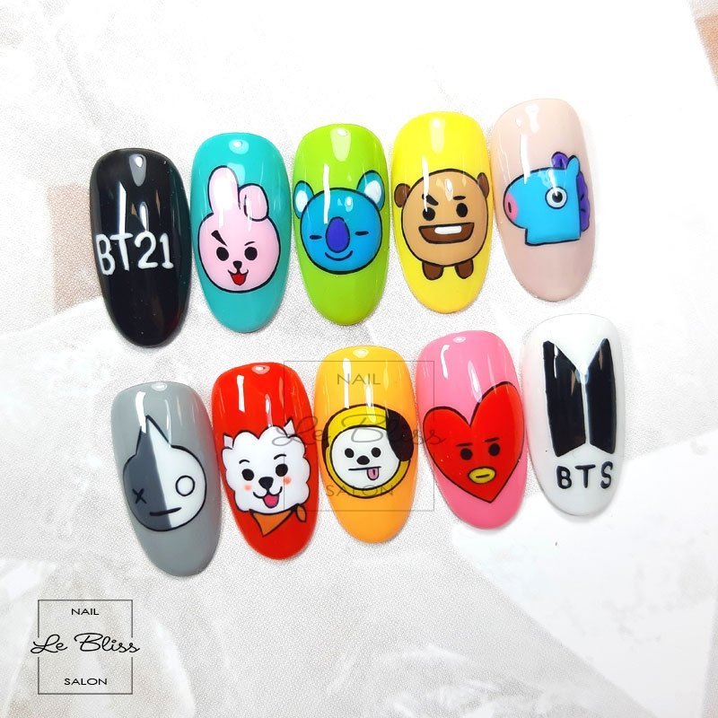 Bts-inspired nail designs for army — design 21