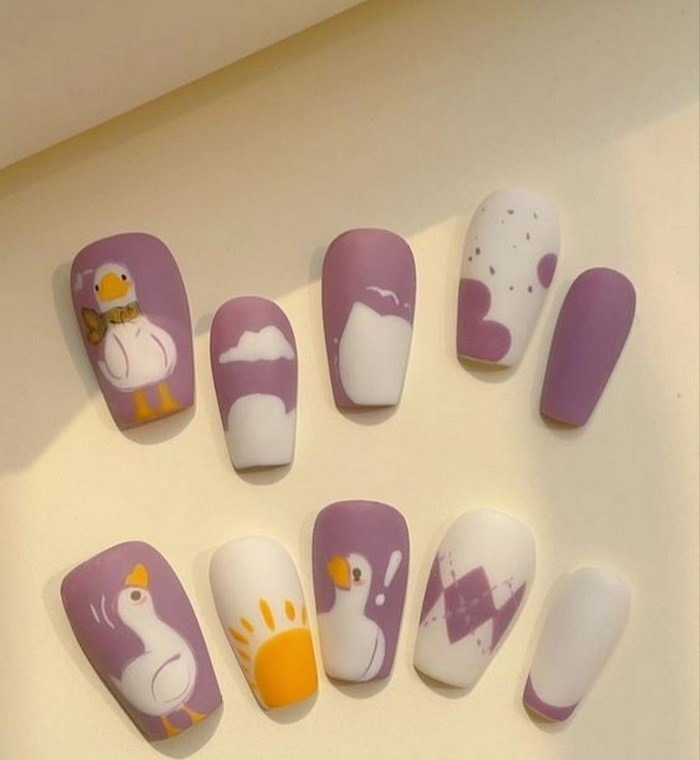 Fun and originality on each small painting with duck nails