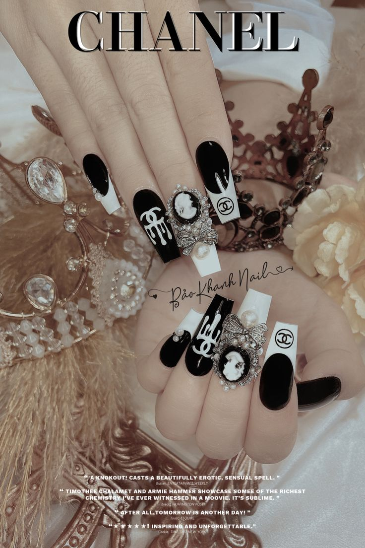 Elegant chanel-inspired nail designs with elegant styling — design 16